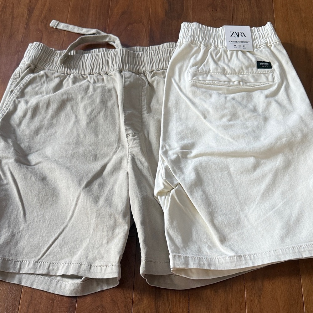 Zara Men's Off-White Athletic Jogger Shorts